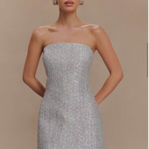 Meshki Strapless Silver Dress
